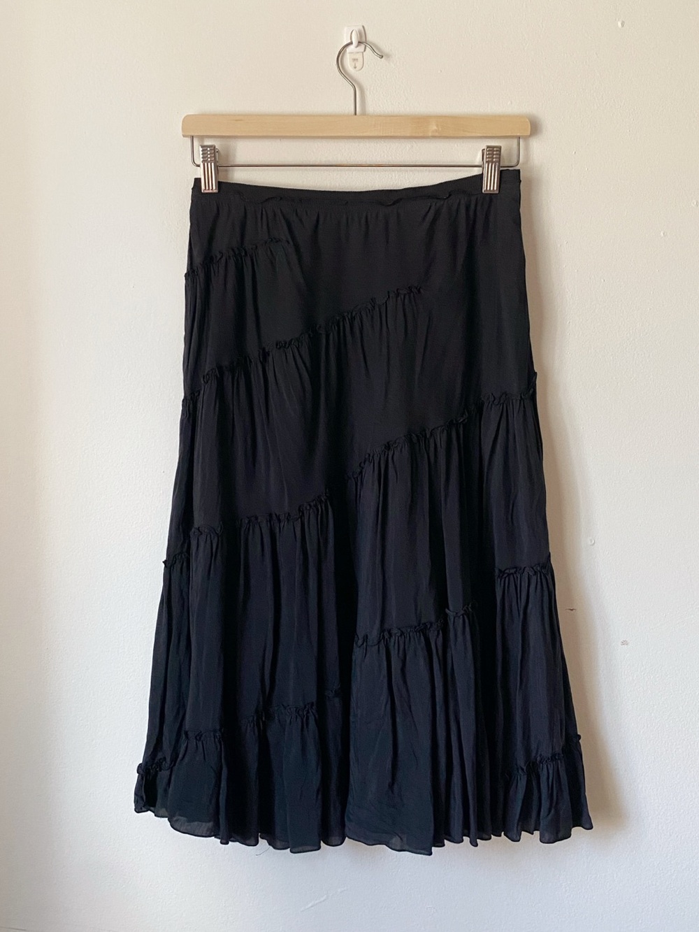 Black Tiered Midi Skirt
